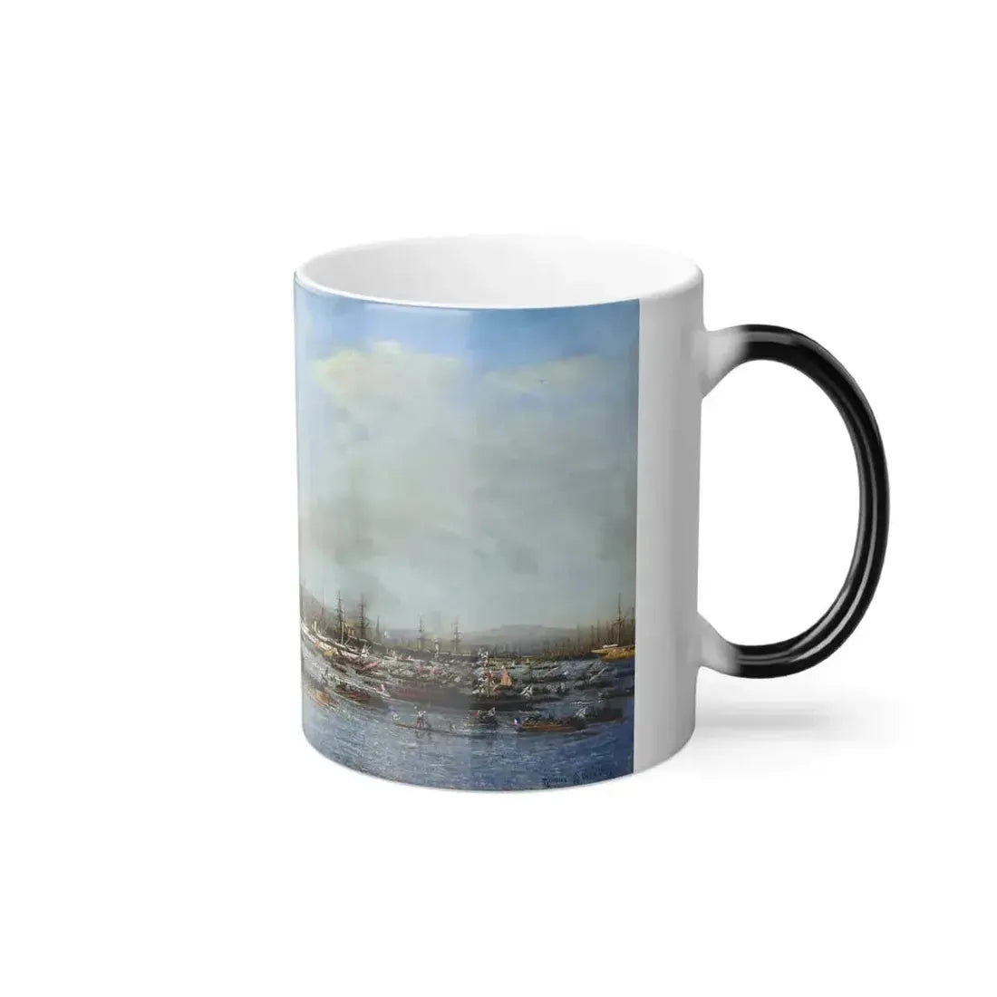 Alexei Petrovich Bogoliubov (1824-1896) The Entrance of the Russian Fleet into Toulon Harbour - Oil on C-0 - Color Changing Mug 11oz - Go Mug Yourself