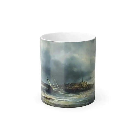 Alexei Petrovich Bogoliubov (1824-1896) View of Reval (Tallinn) - Oil on Canvas 1853 - Color Changing Mug 11oz 11oz - Go Mug Yourself