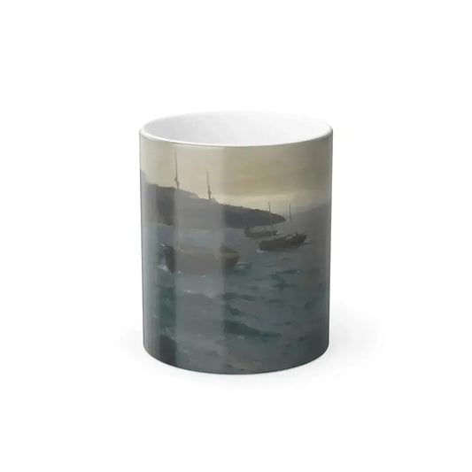 Alexei Vasilievich Hanzen (1876-1937) Landscape with Three Boats - oil on canvas - Color Changing Mug 11oz 11oz - Go Mug Yourself