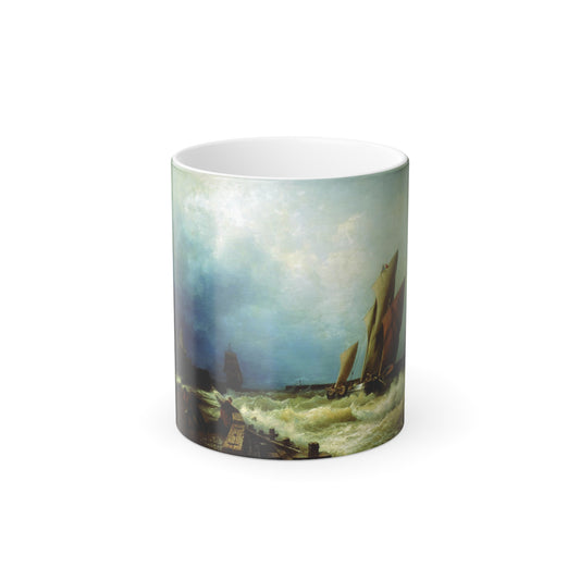 Alexey Petrovich Bogolyubov (1824-1896) Fishing vessel in a storm in the harbor of Saint Valery in Caux -0 - Color Changing Mug 11oz-11oz-Go Mug Yourself