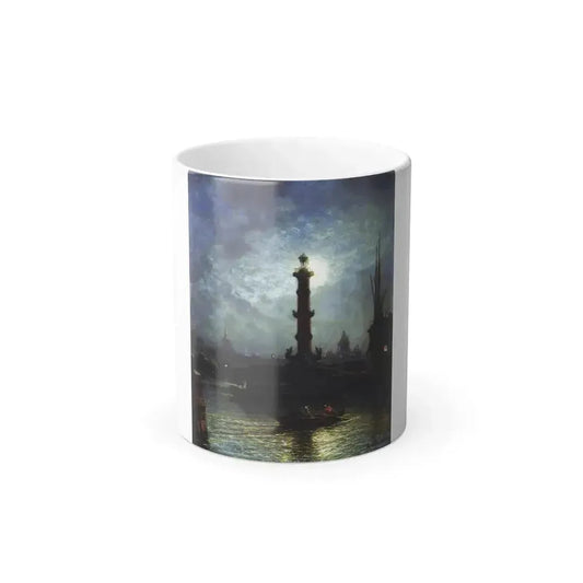 Alexey Petrovich Bogolyubov (1824-1896) Moonlit Night on the Neva River, near the Exchange - Oil on Wood-0 - Color Changing Mug 11oz 11oz - Go Mug Yourself