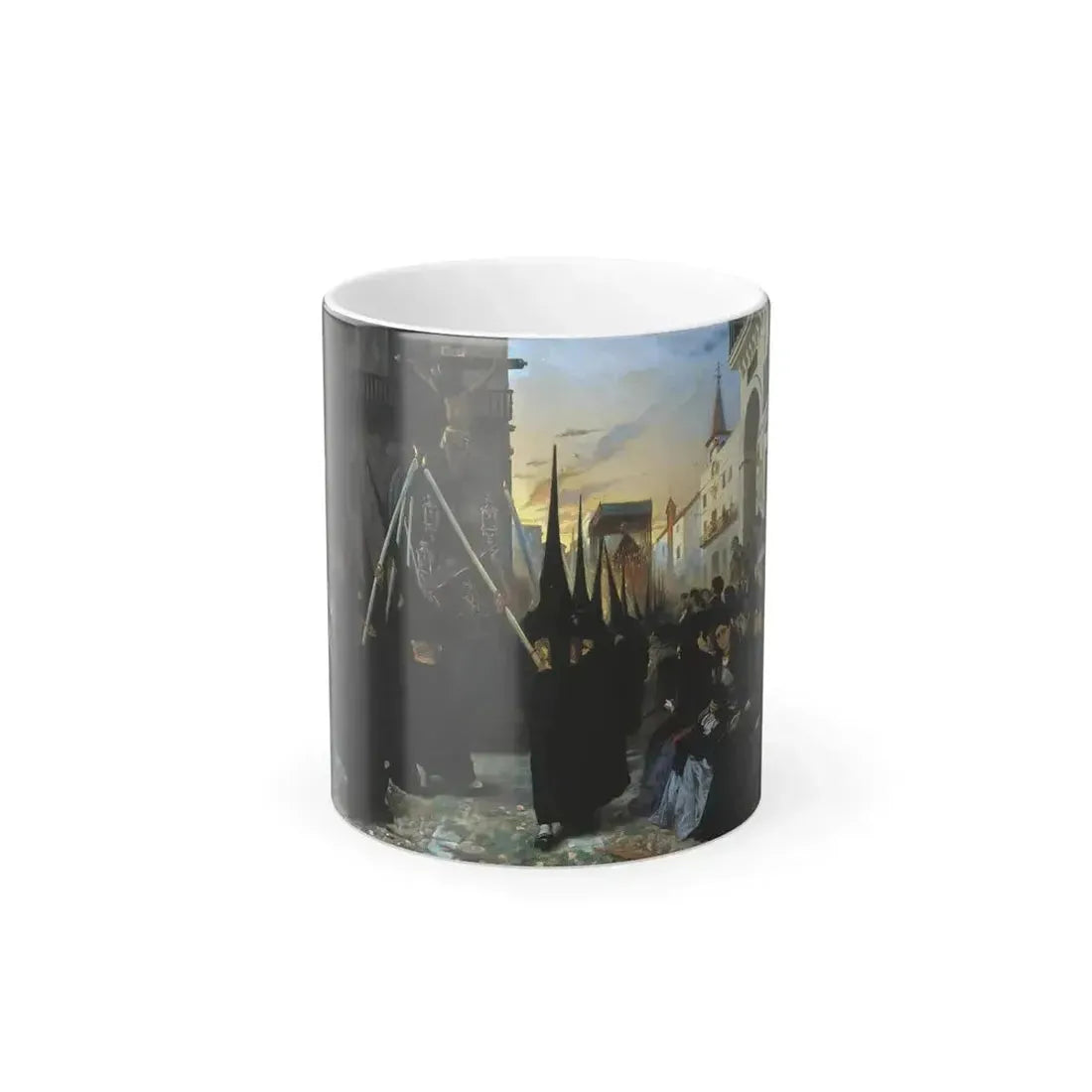 Alfred Dehodencq (1822-1882) A Confraternity in Procession along Calle Geneva - Oil on canvas 1851 - Color Changing Mug 11oz 11oz - Go Mug Yourself