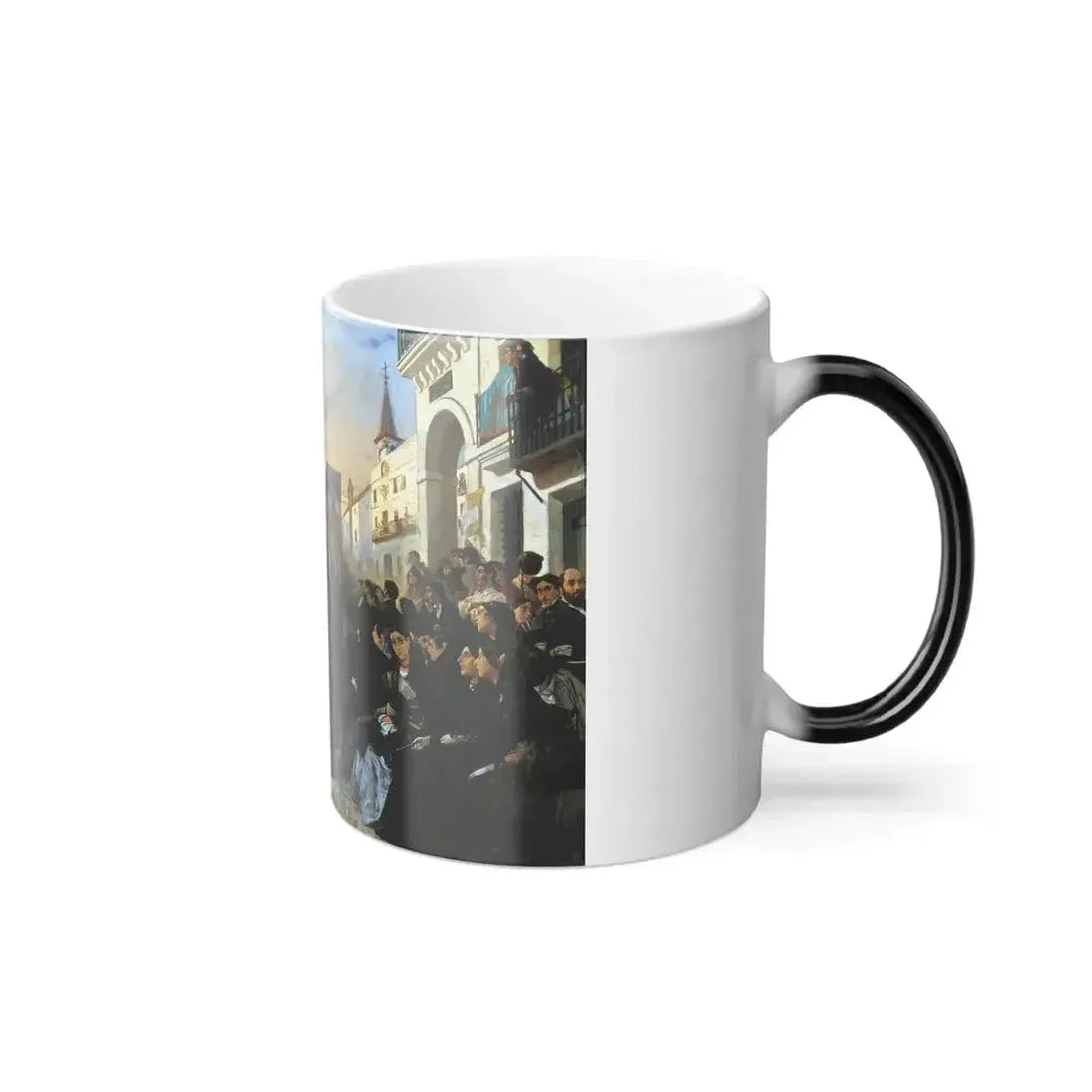 Alfred Dehodencq (1822-1882) A Confraternity in Procession along Calle Geneva - Oil on canvas 1851 - Color Changing Mug 11oz - Go Mug Yourself