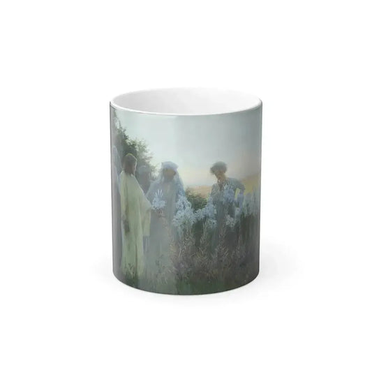 Alfred Edward Emslie (1848-1918) Christ with his disciples in a garden of flowers - Color Changing Mug 11oz 11oz - Go Mug Yourself