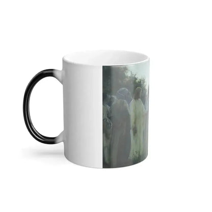 Alfred Edward Emslie (1848-1918) Christ with his disciples in a garden of flowers - Color Changing Mug 11oz - Go Mug Yourself