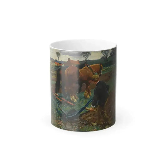 Alfred James Munnings (1878-1959) The Plough in Early Spring - Oil on canvas 1901 - Color Changing Mug 11oz 11oz - Go Mug Yourself