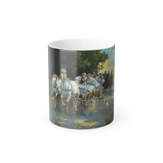 Alfred von Wierusz-Kowalski (1849-1915) The Peasant Wedding - Oil on Canvas - Color Changing Mug 11oz 11oz - Go Mug Yourself
