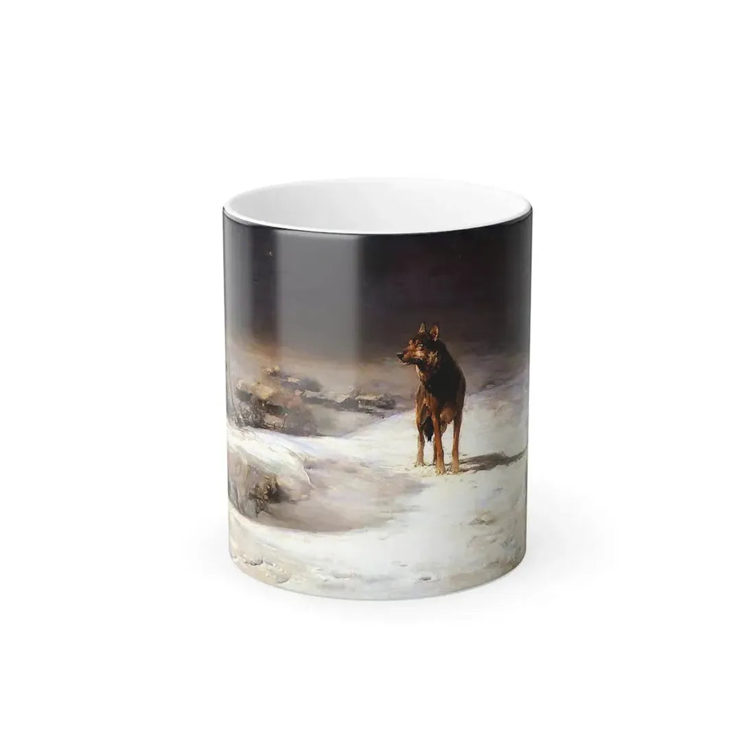 Alfred Wierusz-Kowalski (1849-1915) The Wolf - oil on canvas c1895 - Color Changing Mug 11oz Default Title 11oz - Go Mug Yourself