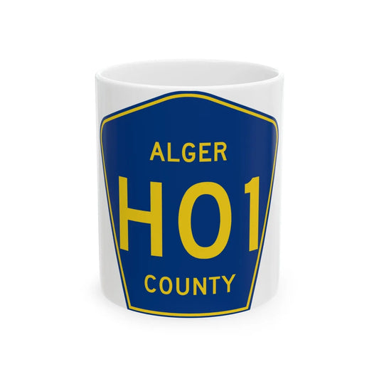 Alger County H-01 (Michigan) (Road Sign) White Coffee Mug 11oz - Go Mug Yourself