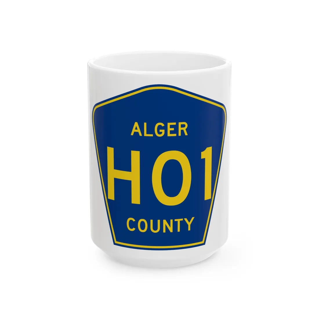 Alger County H-01 (Michigan) (Road Sign) White Coffee Mug 15oz - Go Mug Yourself
