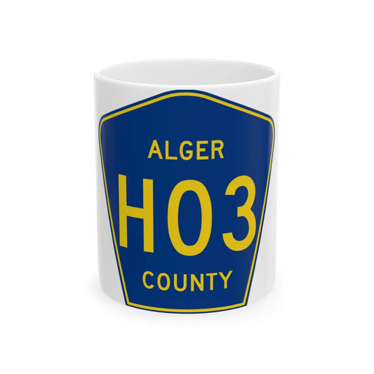 Alger County H-03 (Michigan) (Road Sign) White Coffee Mug 11oz - Go Mug Yourself