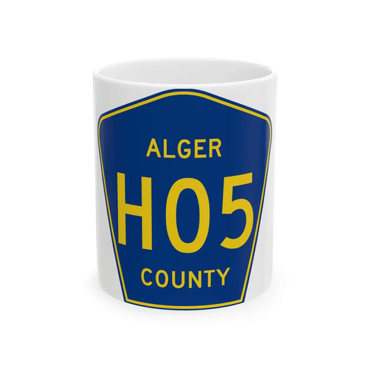 Alger County H-05 (Michigan) (Road Sign) White Coffee Mug 11oz - Go Mug Yourself