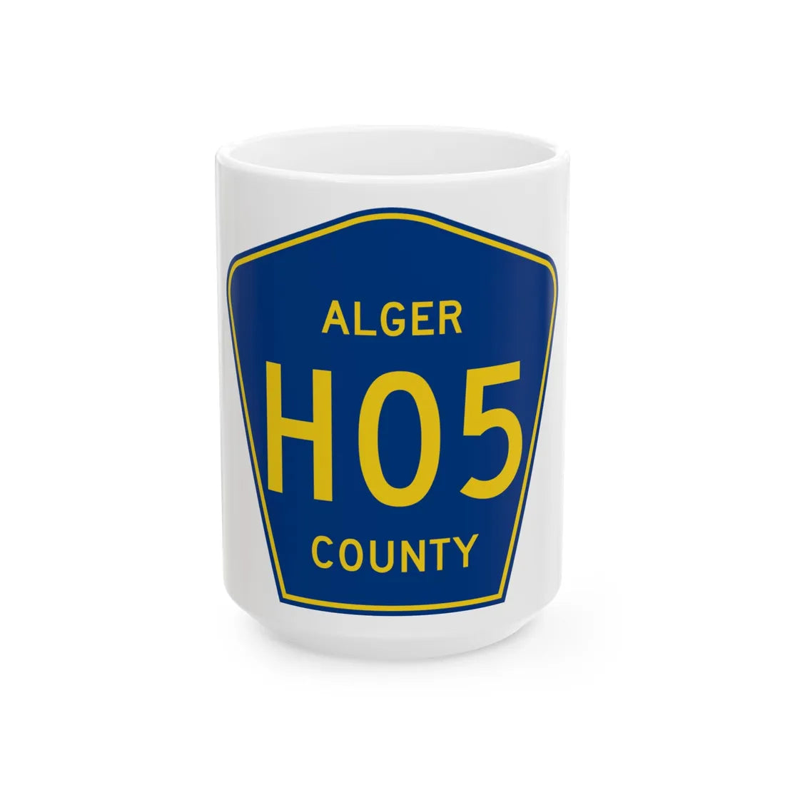Alger County H-05 (Michigan) (Road Sign) White Coffee Mug 15oz - Go Mug Yourself