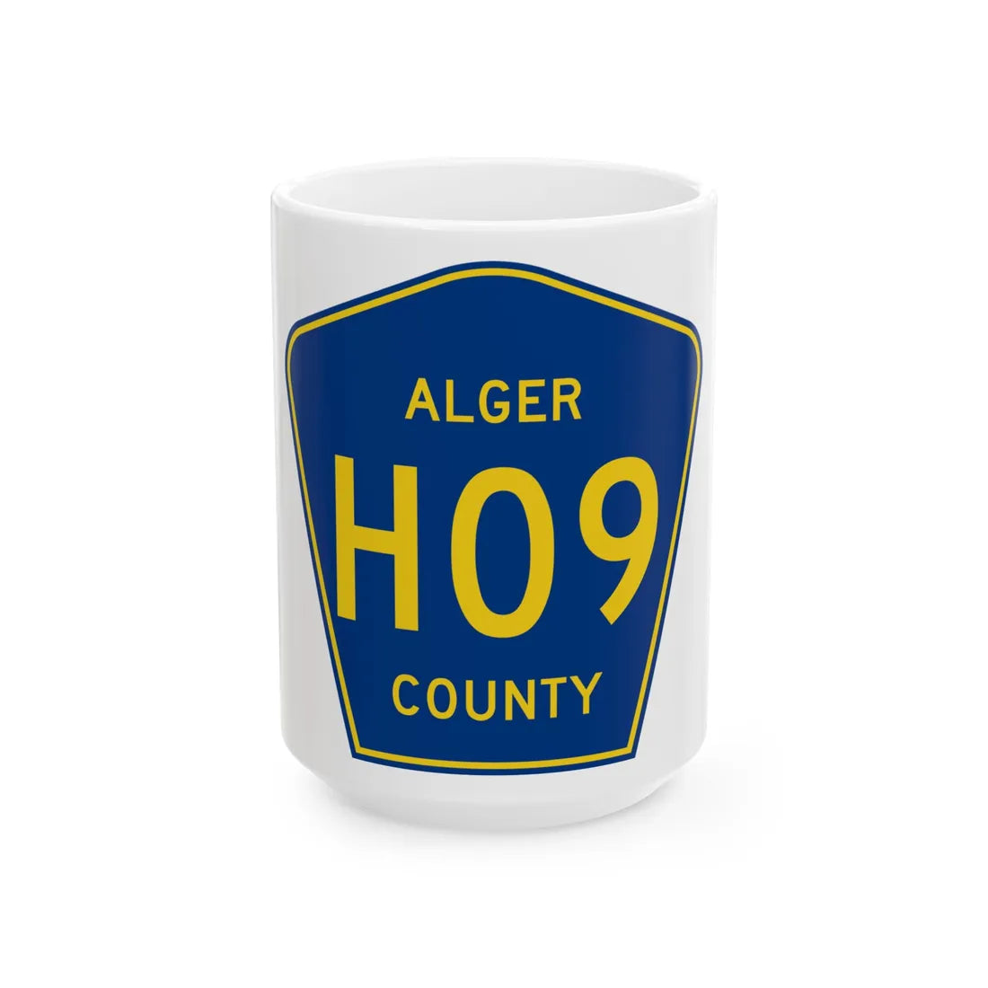 Alger County H-09 (Michigan) (Road Sign) White Coffee Mug 15oz - Go Mug Yourself