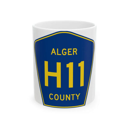 Alger County H-11 (Michigan) (Road Sign) White Coffee Mug 11oz - Go Mug Yourself