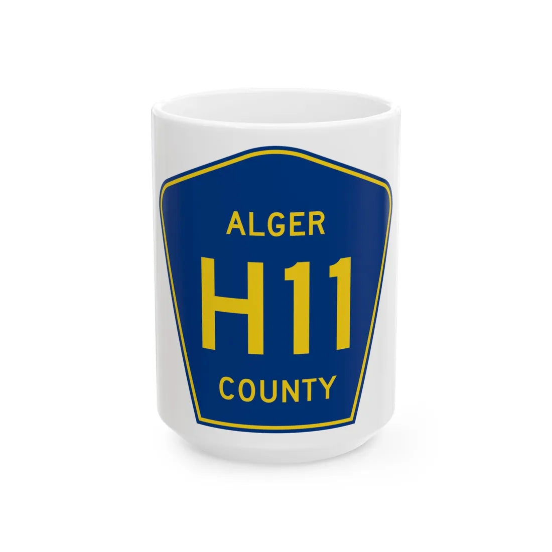 Alger County H-11 (Michigan) (Road Sign) White Coffee Mug 15oz - Go Mug Yourself