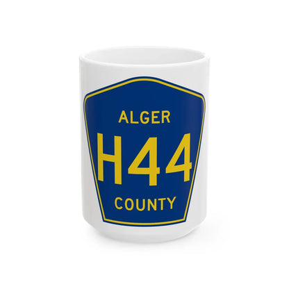 Alger County H-44 (Michigan) (Road Sign) White Coffee Mug 15oz - Go Mug Yourself