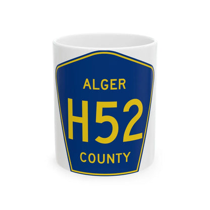 Alger County H-52 (Michigan) (Road Sign) White Coffee Mug 11oz - Go Mug Yourself
