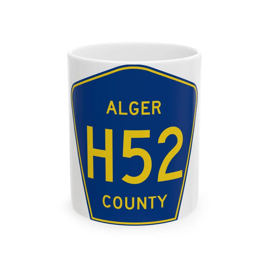 Alger County H-52 (Michigan) (Road Sign) White Coffee Mug 11oz - Go Mug Yourself