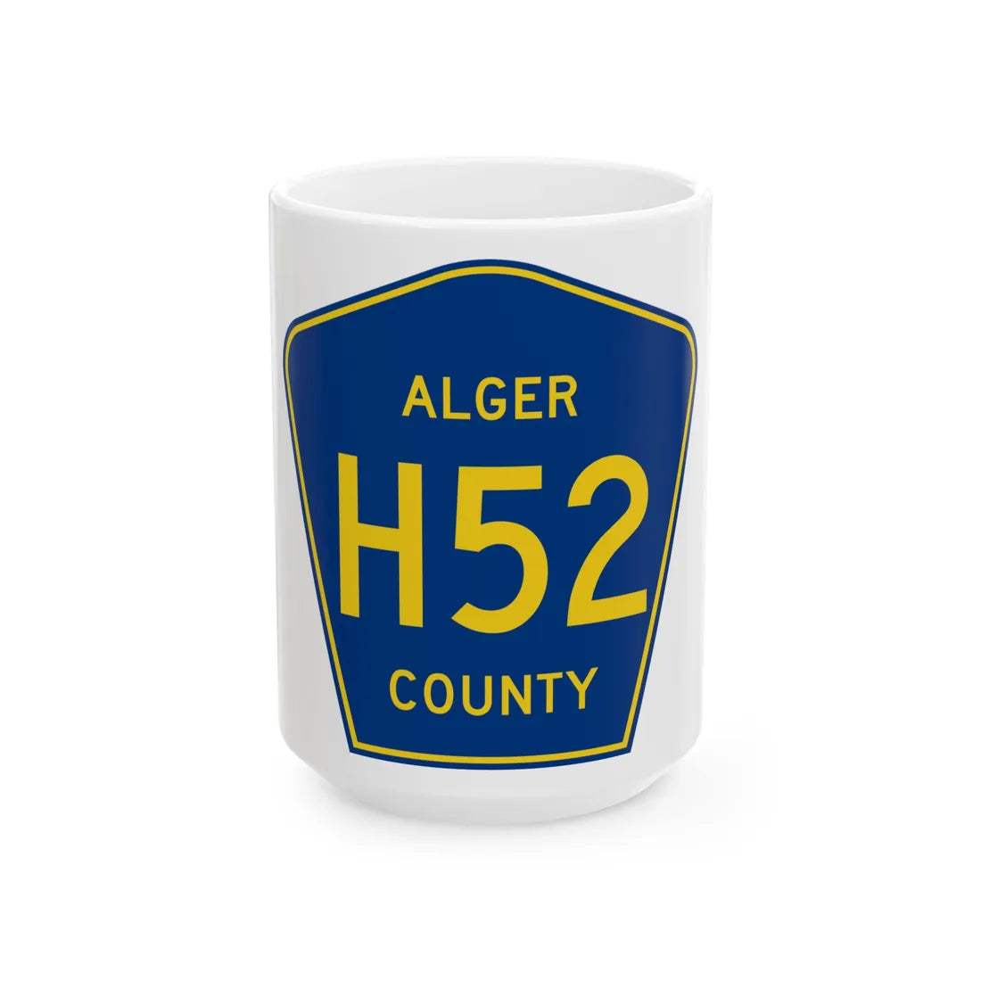 Alger County H-52 (Michigan) (Road Sign) White Coffee Mug 15oz - Go Mug Yourself