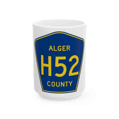Alger County H-52 (Michigan) (Road Sign) White Coffee Mug 15oz - Go Mug Yourself