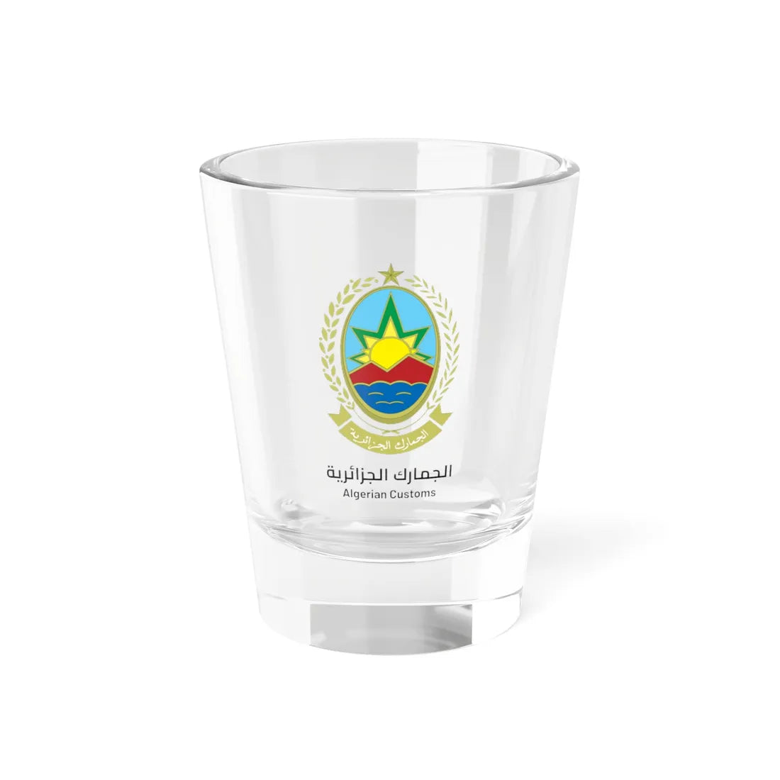 الجمارك الجزائرية - Algerian Customs - Douane algérienne (Algeria) (Coat of Arms) Shot Glass 1.5oz 1.5oz - Go Mug Yourself