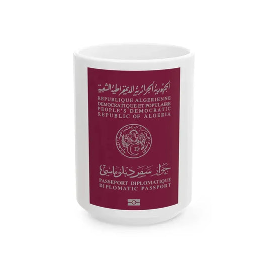 Algerian Electronic Biometric Diplomatic Passport - White Coffee Mug 15oz - Go Mug Yourself
