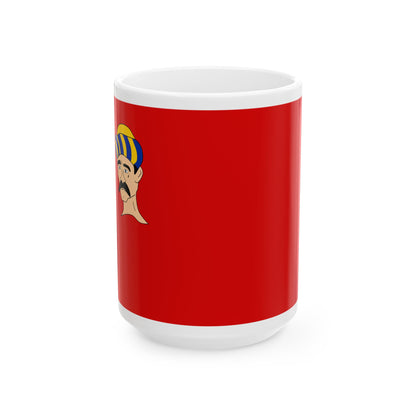 Algerian flag Barbary ensign with the an Berberian head (Algeria) White Coffee Mug-15oz-Go Mug Yourself