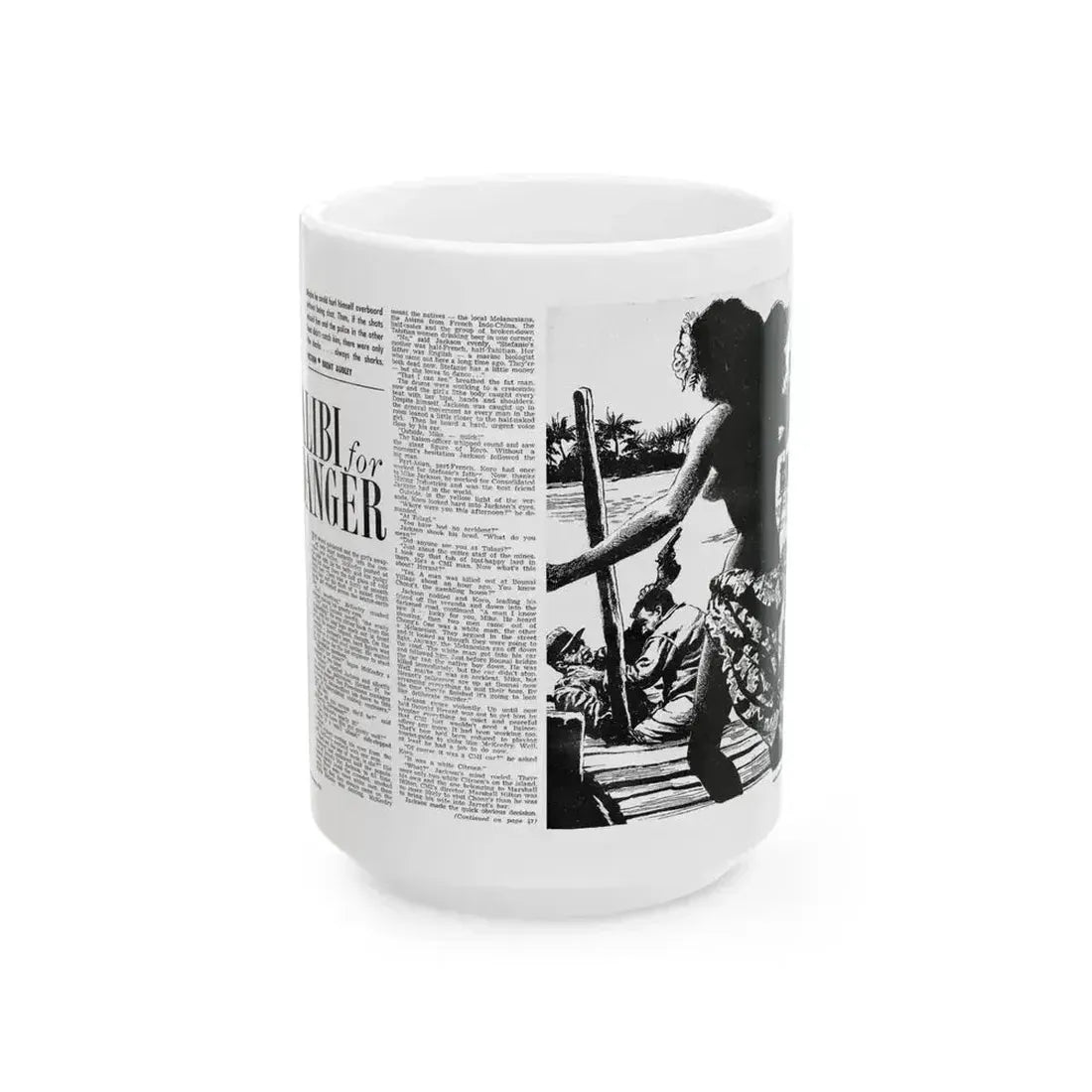 Alibi for Danger, Adam magazine, September 1963 - White Coffee Mug 15oz - Go Mug Yourself
