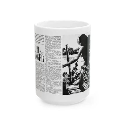 Alibi for Danger, Adam magazine, September 1963 - White Coffee Mug 15oz - Go Mug Yourself