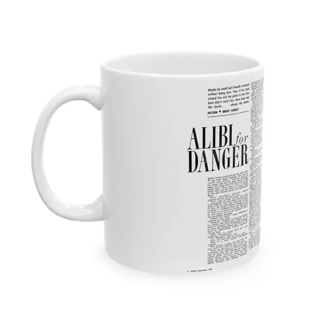 Alibi for Danger, Adam magazine, September 1963 - White Coffee Mug - Go Mug Yourself