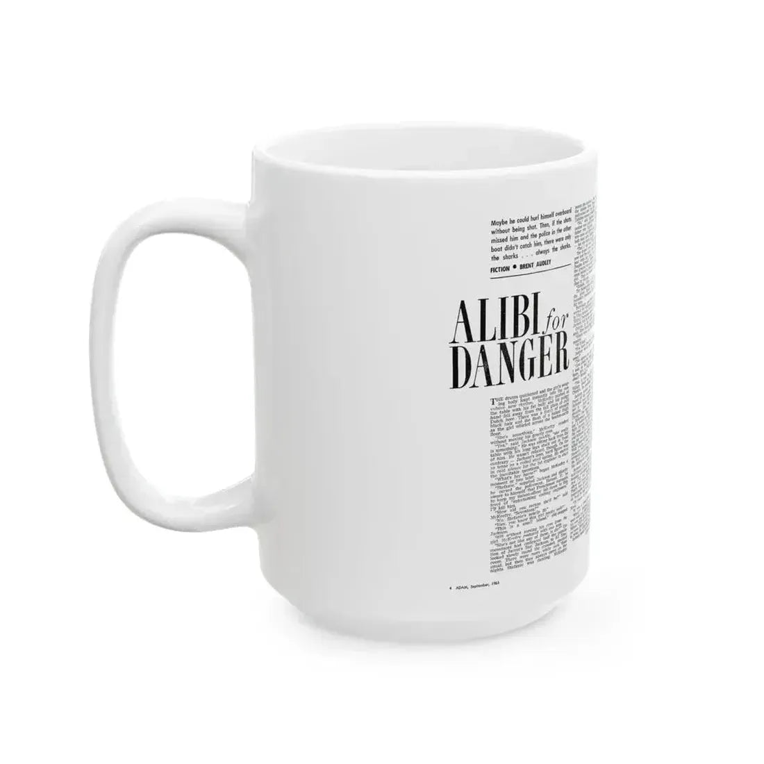 Alibi for Danger, Adam magazine, September 1963 - White Coffee Mug - Go Mug Yourself