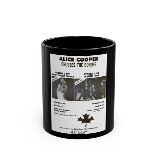 Alice Cooper Canada Tour 1972 (Music Poster) Black Coffee Mug-11oz-Go Mug Yourself