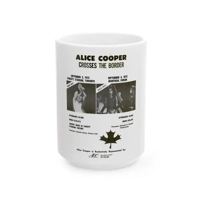 Alice Cooper Canada Tour 1972 (Music Poster) White Coffee Mug 15oz - Go Mug Yourself