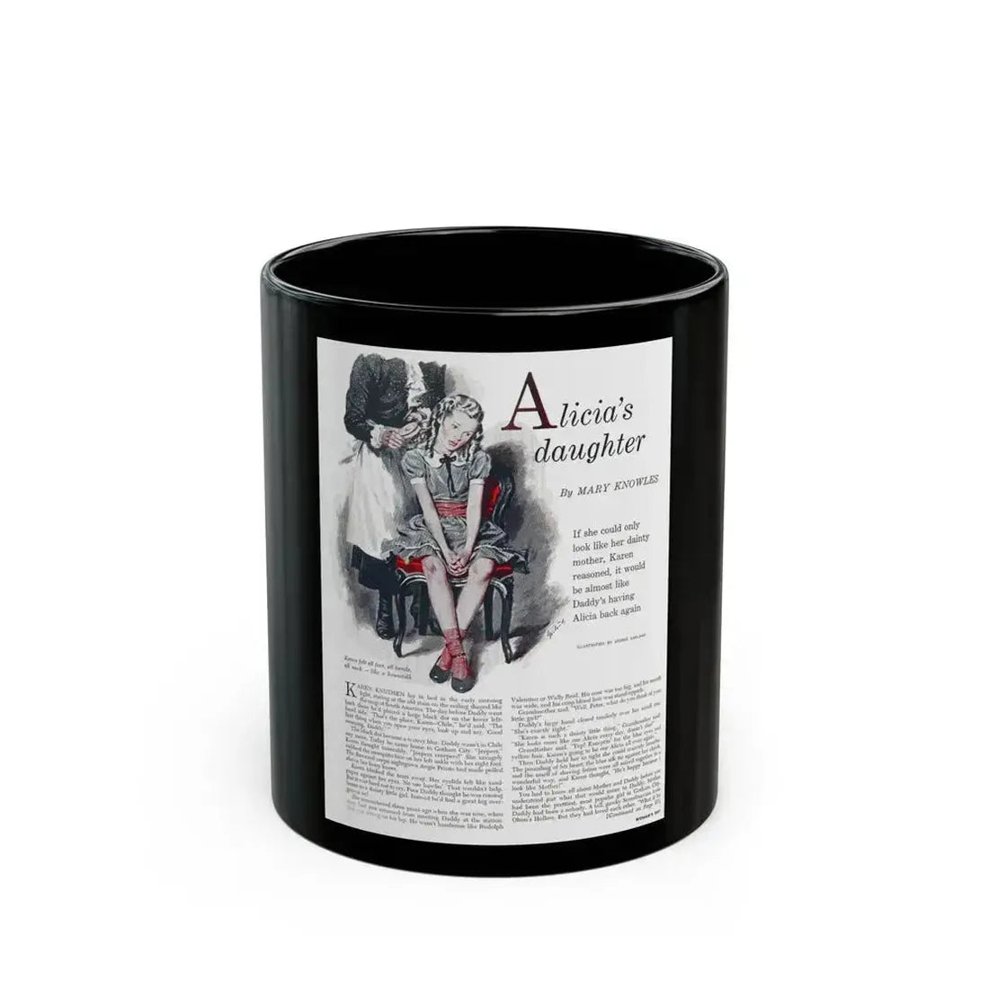 Alicia's daughter, Woman's Day, April 1950 - Black Coffee Mug 11oz - Go Mug Yourself