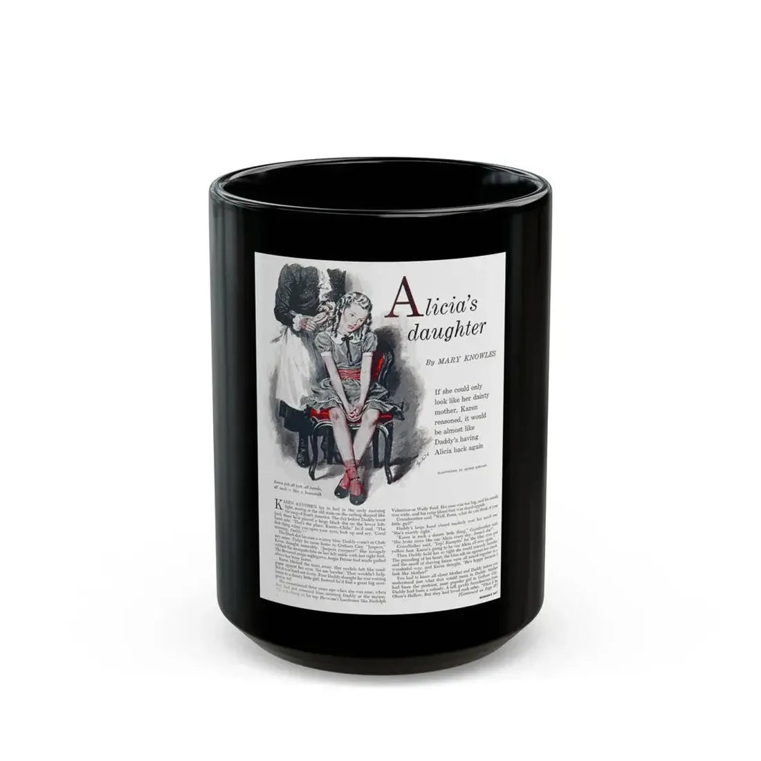 Alicia's daughter, Woman's Day, April 1950 - Black Coffee Mug 15oz - Go Mug Yourself