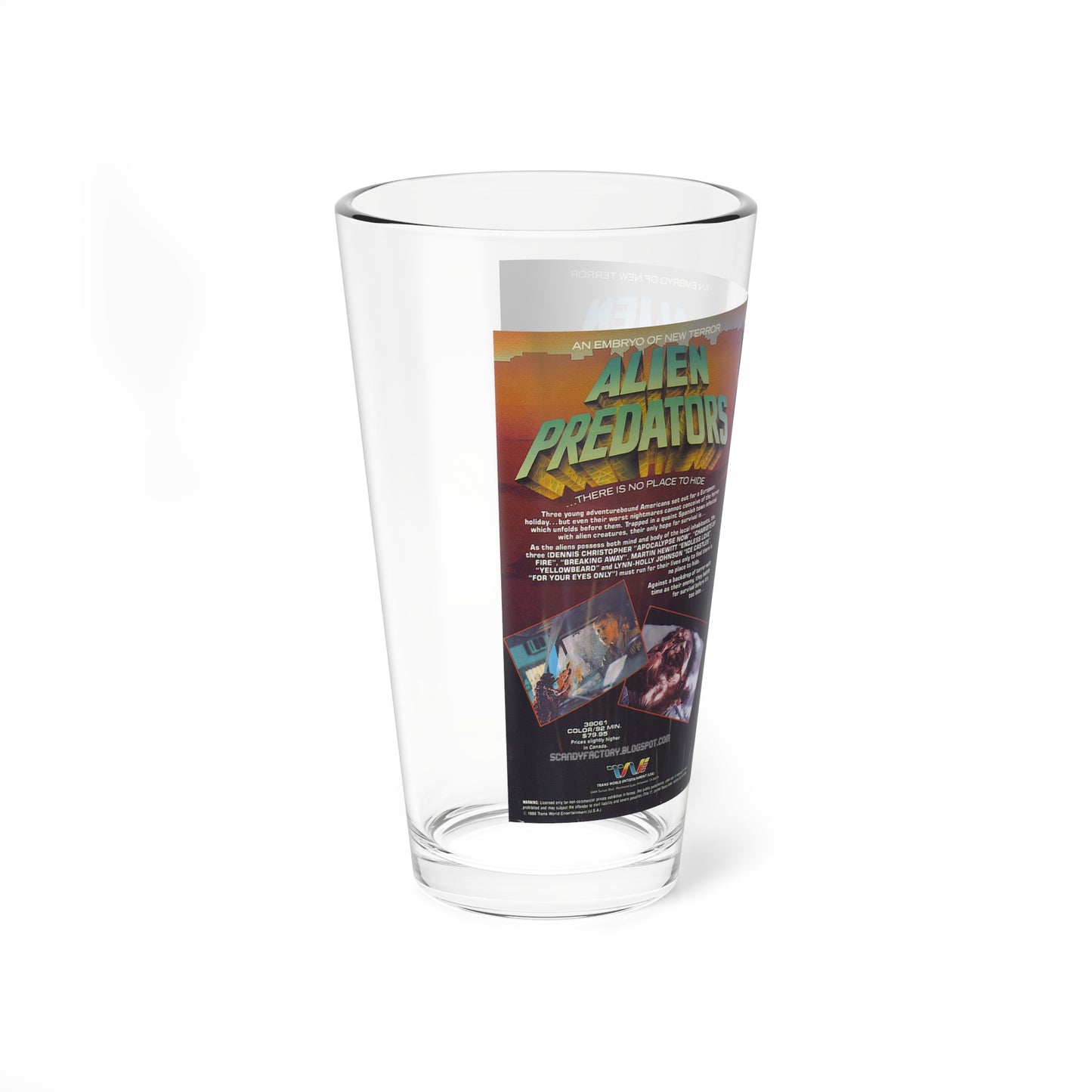 ALIEN PREDATORS (VHS COVER) Pint Glass 16oz-Go Mug Yourself