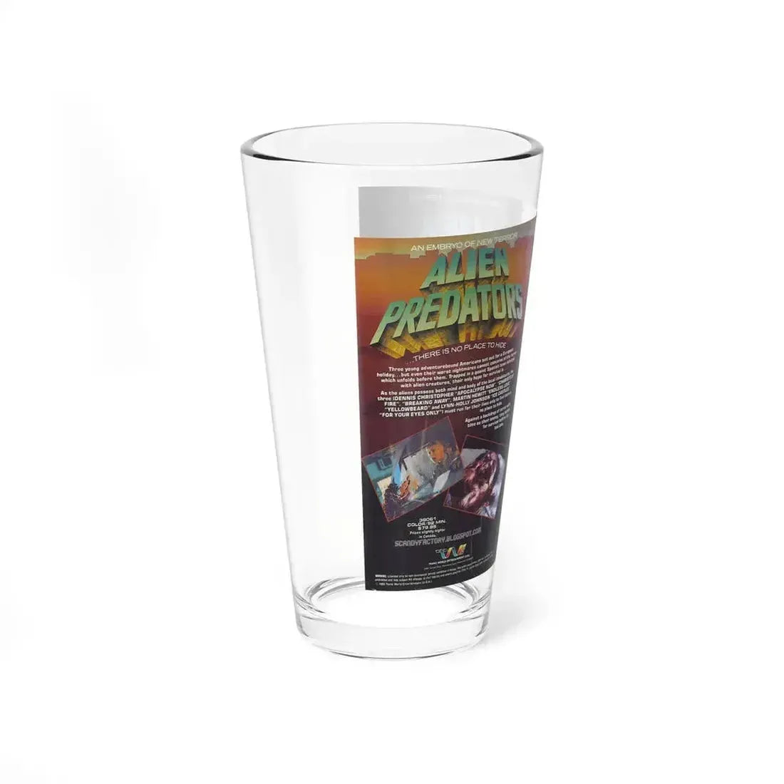 ALIEN PREDATORS (VHS COVER) Pint Glass 16oz - Go Mug Yourself