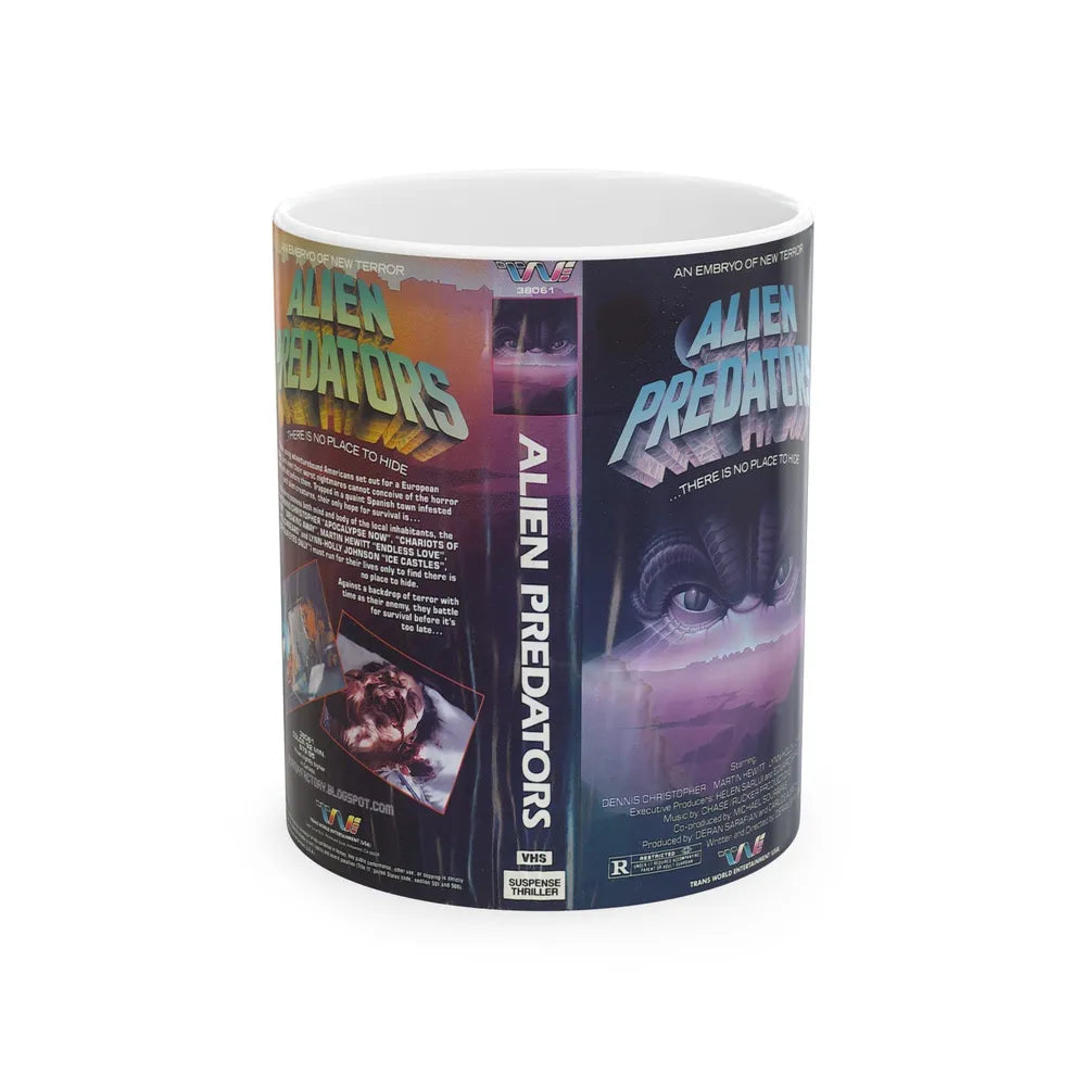 ALIEN PREDATORS (VHS COVER) - White Coffee Mug-11oz-Go Mug Yourself