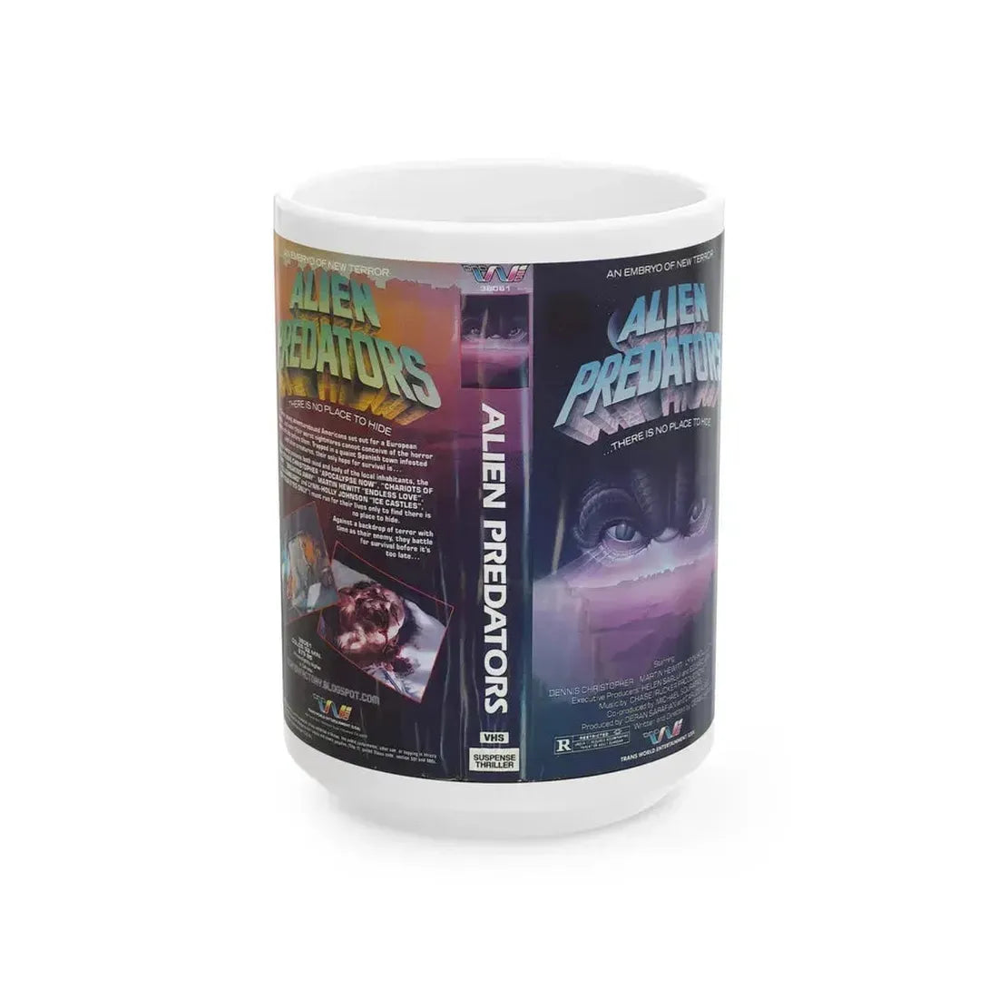 ALIEN PREDATORS (VHS COVER) - White Coffee Mug 15oz - Go Mug Yourself