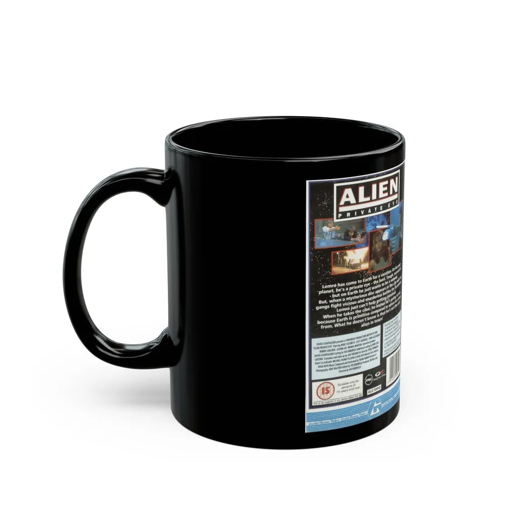 ALIEN PRIVATE EYE (VHS COVER) - Black Coffee Mug-Go Mug Yourself