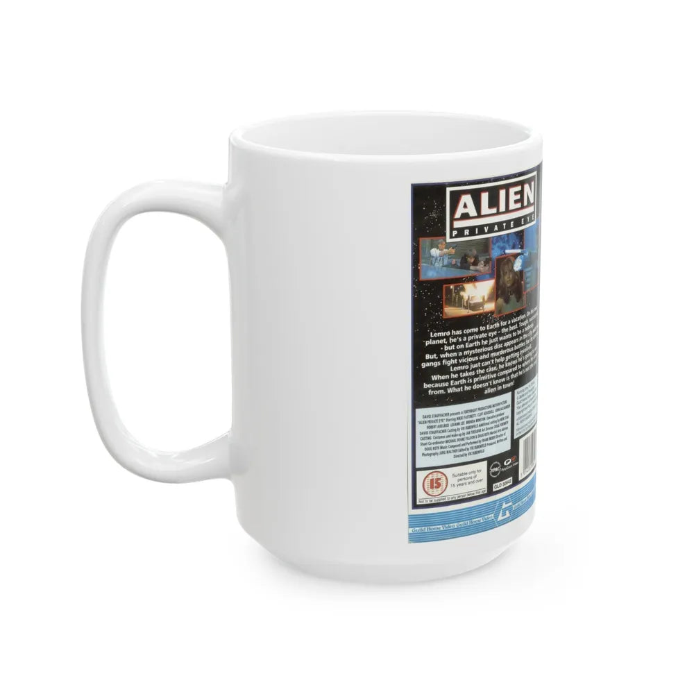 ALIEN PRIVATE EYE (VHS COVER) - White Coffee Mug-Go Mug Yourself