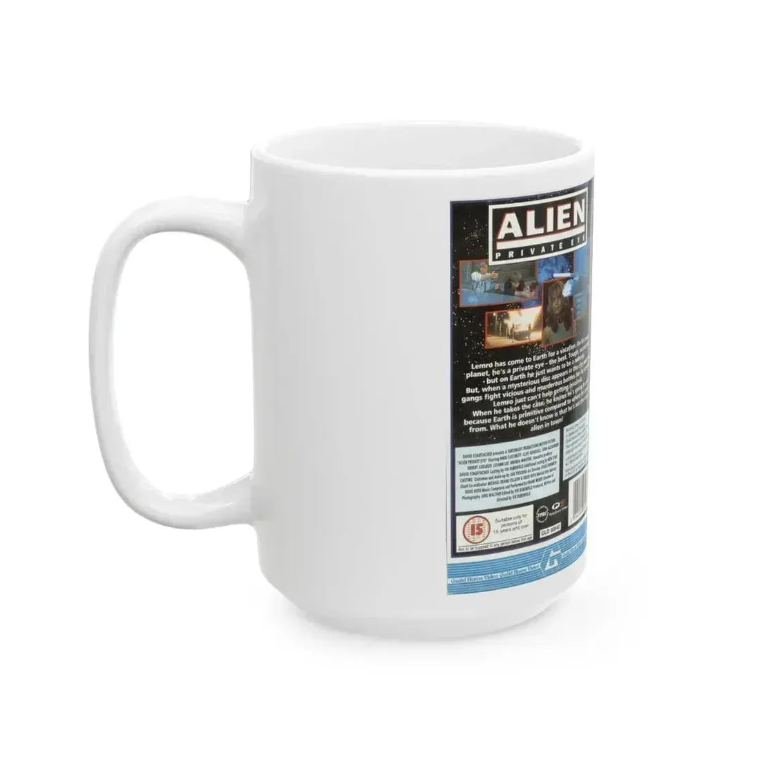 ALIEN PRIVATE EYE (VHS COVER) - White Coffee Mug - Go Mug Yourself