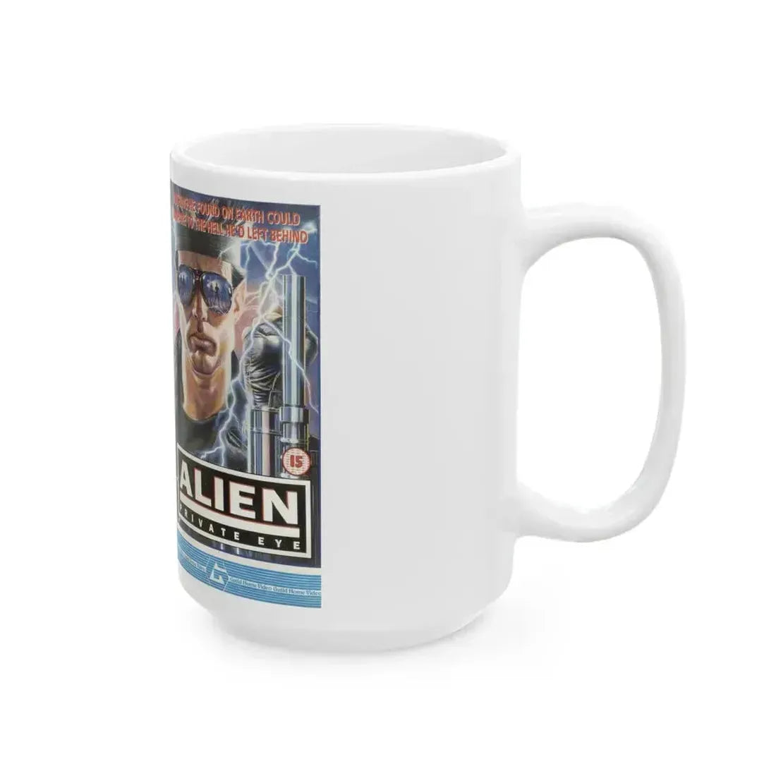 ALIEN PRIVATE EYE (VHS COVER) - White Coffee Mug - Go Mug Yourself