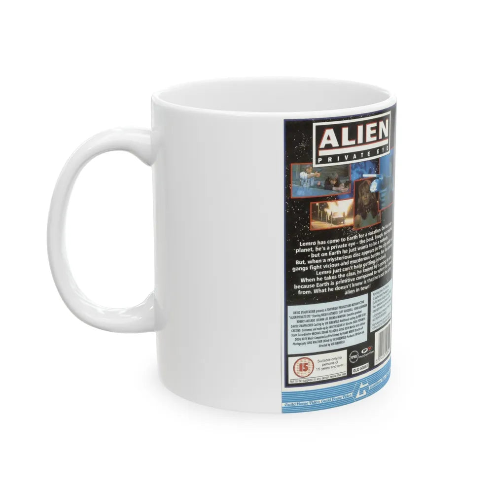 ALIEN PRIVATE EYE (VHS COVER) - White Coffee Mug-Go Mug Yourself