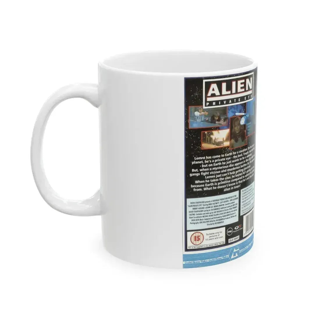 ALIEN PRIVATE EYE (VHS COVER) - White Coffee Mug - Go Mug Yourself