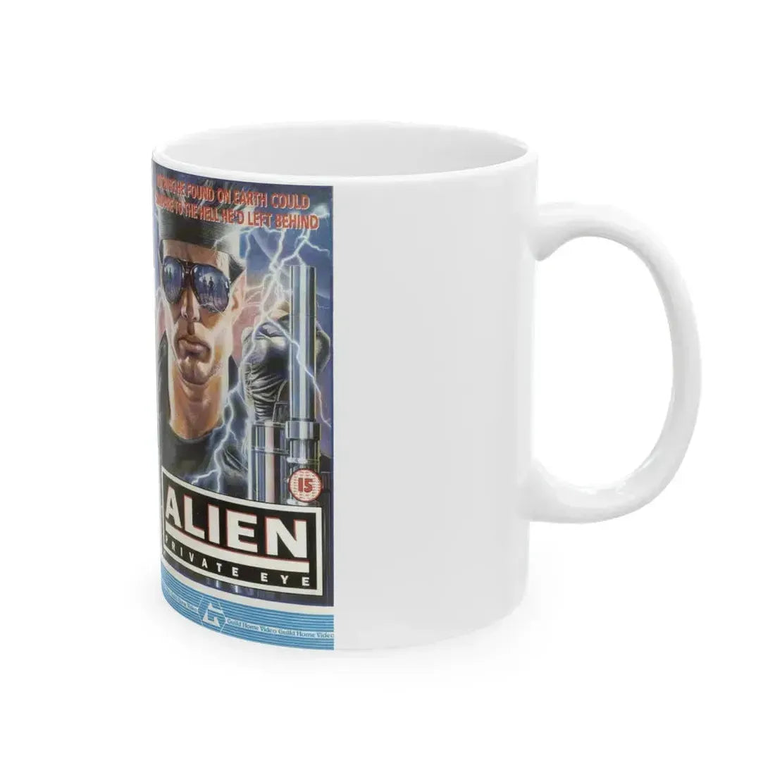 ALIEN PRIVATE EYE (VHS COVER) - White Coffee Mug - Go Mug Yourself