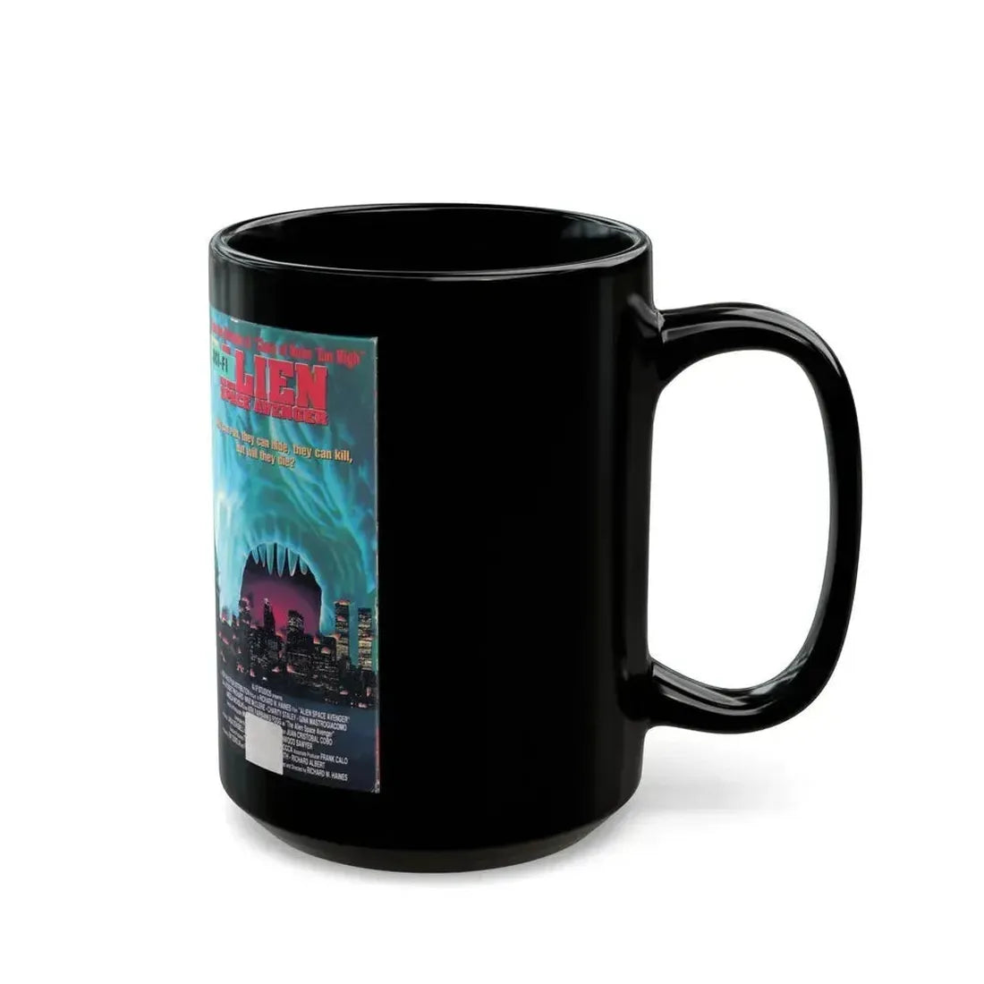 ALIEN SPACE AVENGER (VHS COVER) - Black Coffee Mug - Go Mug Yourself