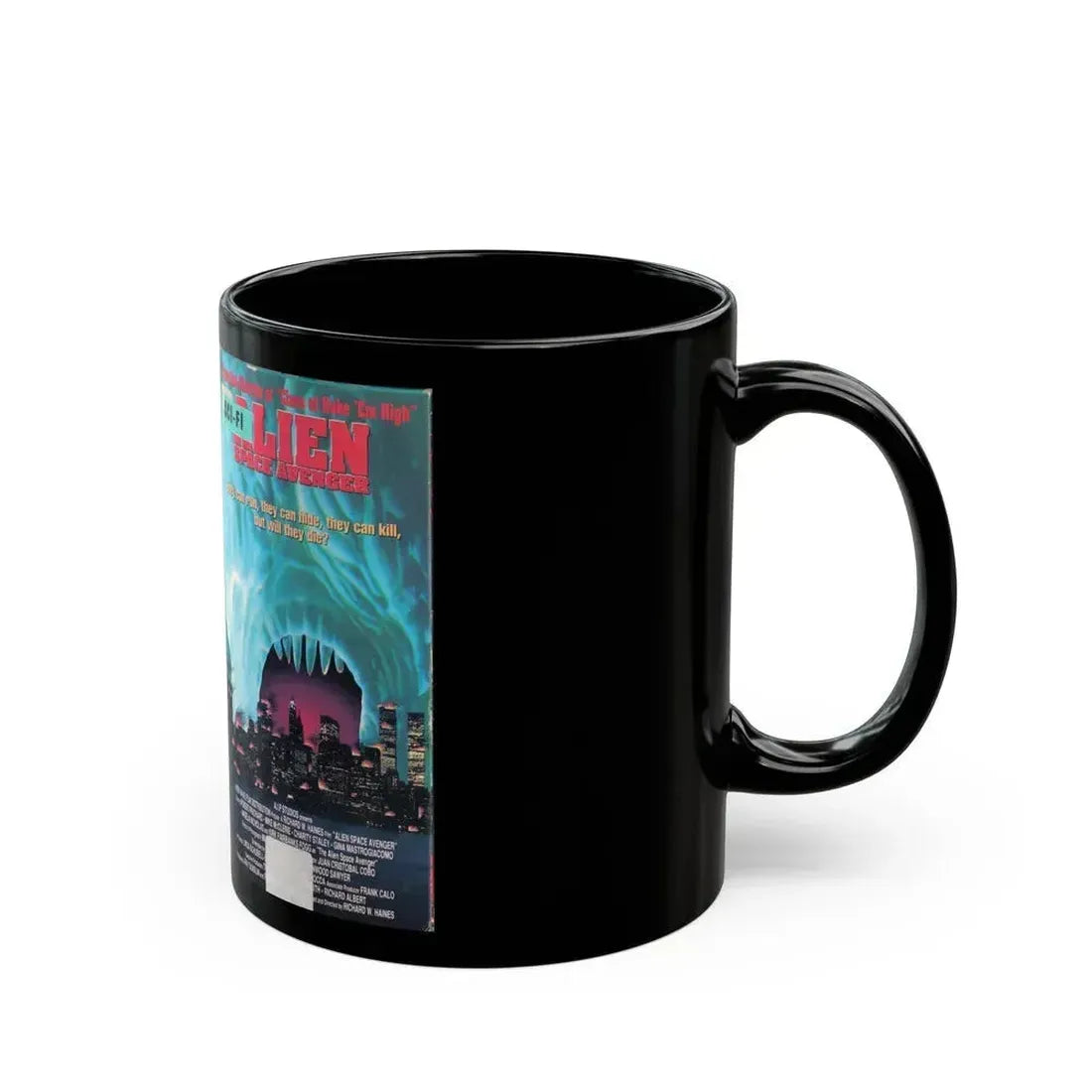 ALIEN SPACE AVENGER (VHS COVER) - Black Coffee Mug - Go Mug Yourself