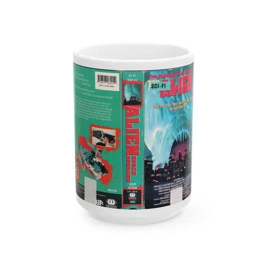 ALIEN SPACE AVENGER (VHS COVER) - White Coffee Mug 15oz - Go Mug Yourself